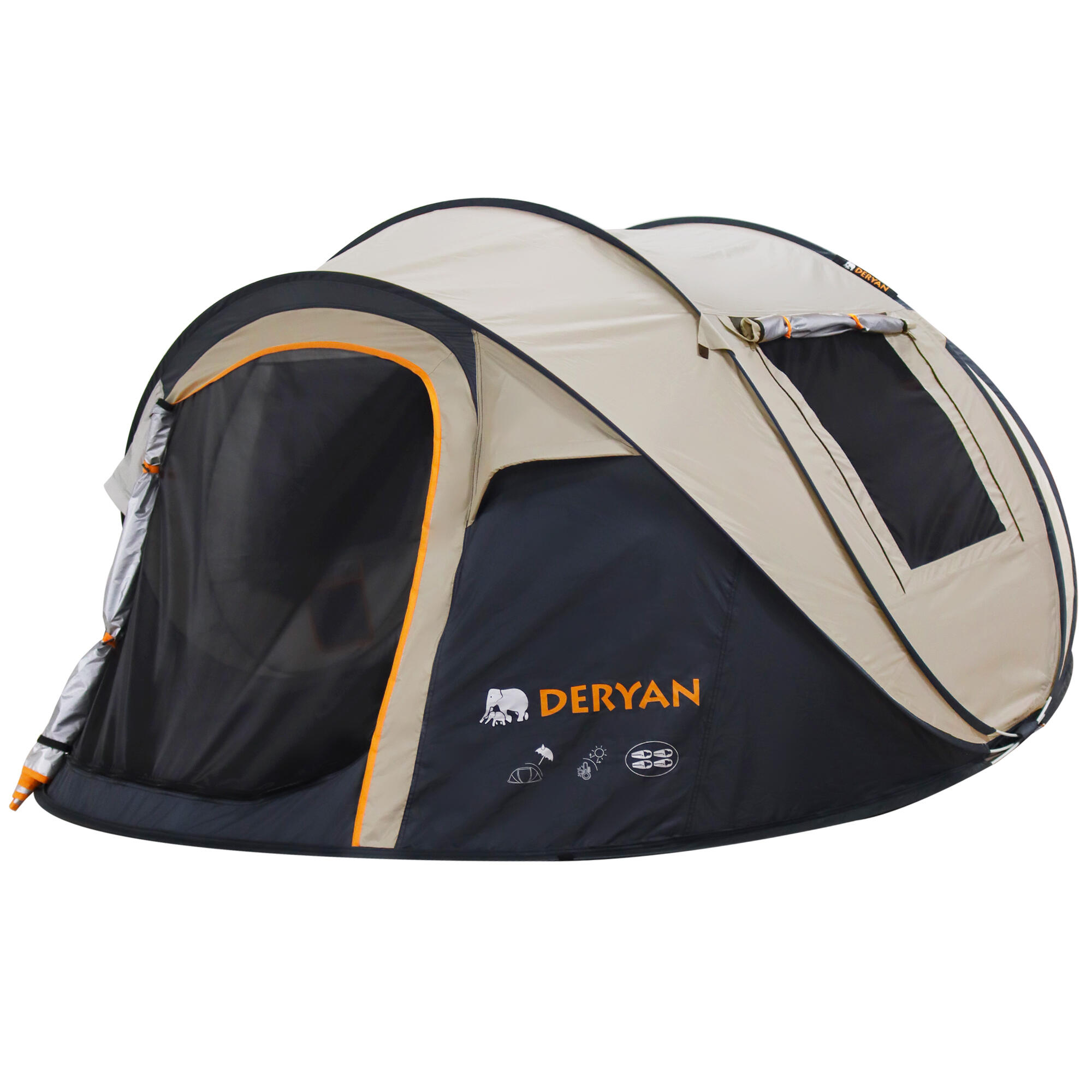 4-persoons-tent-decathlon-559plw-1.jpg Luxe Pop Up Tent 4 persoons 5000MM waterkolom Anti UV 50+ Zand - Afbeelding 1