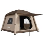 Outsunny Opblaasbare Campingtent voor 1 2 Personen Outdoor Familie Tent met Haak, Luchtpomp, Vensters en Deuren voor 4 Seizoenen | Aosom Netherlands