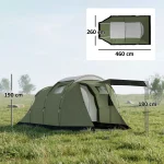 Campingtent Voor 3 4 Personen Stabiel 3000mm Waterdicht Familietent Met Slaapcabine Voorkamer Woonruimte Groen
