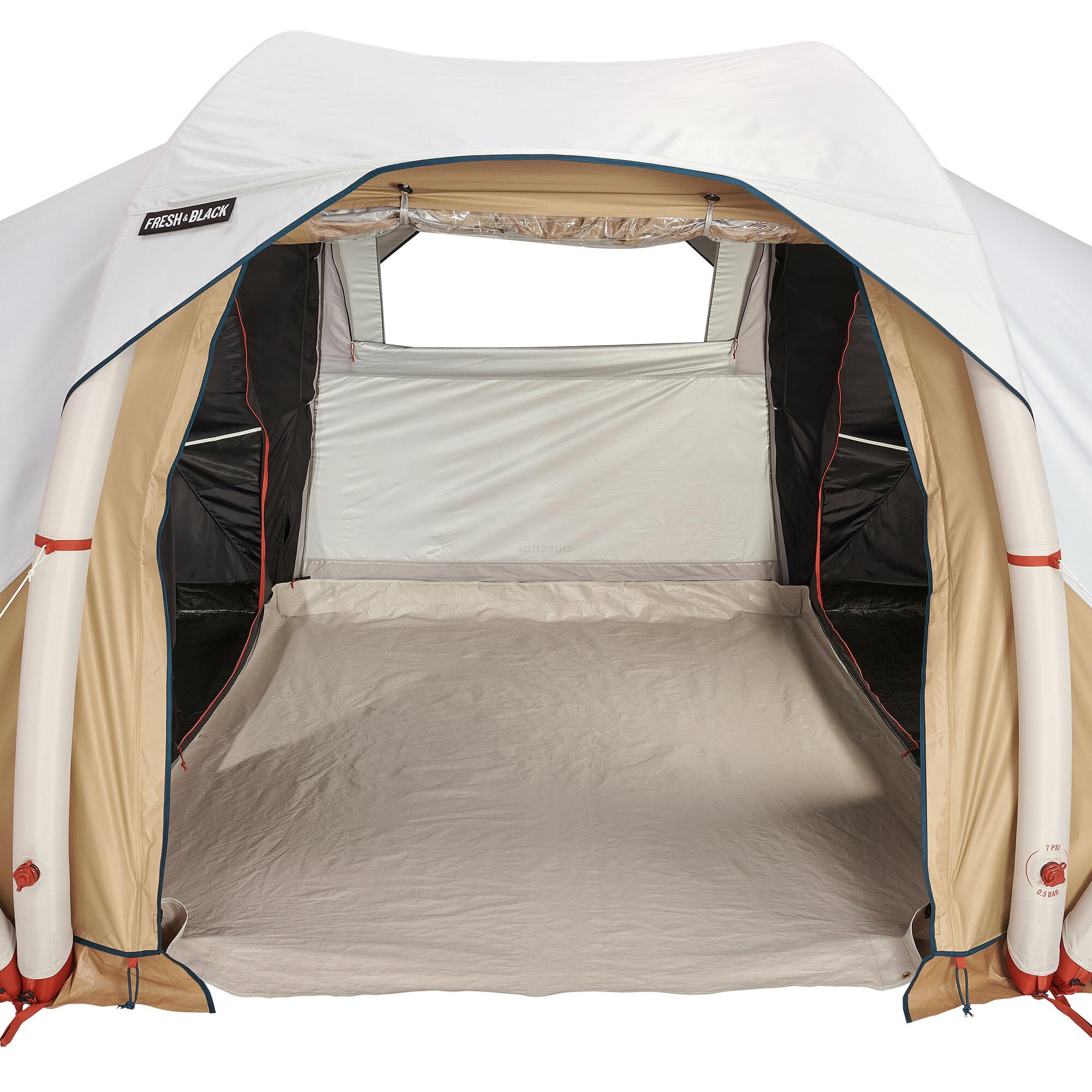 decathlon-4-persoons-tent-968glo-1.jpg Opblaasbare tent 4 personen, Air Seconds 4.2 met Fresh & Black, 2 slaapruimtes | Decathlon - Afbeelding 1