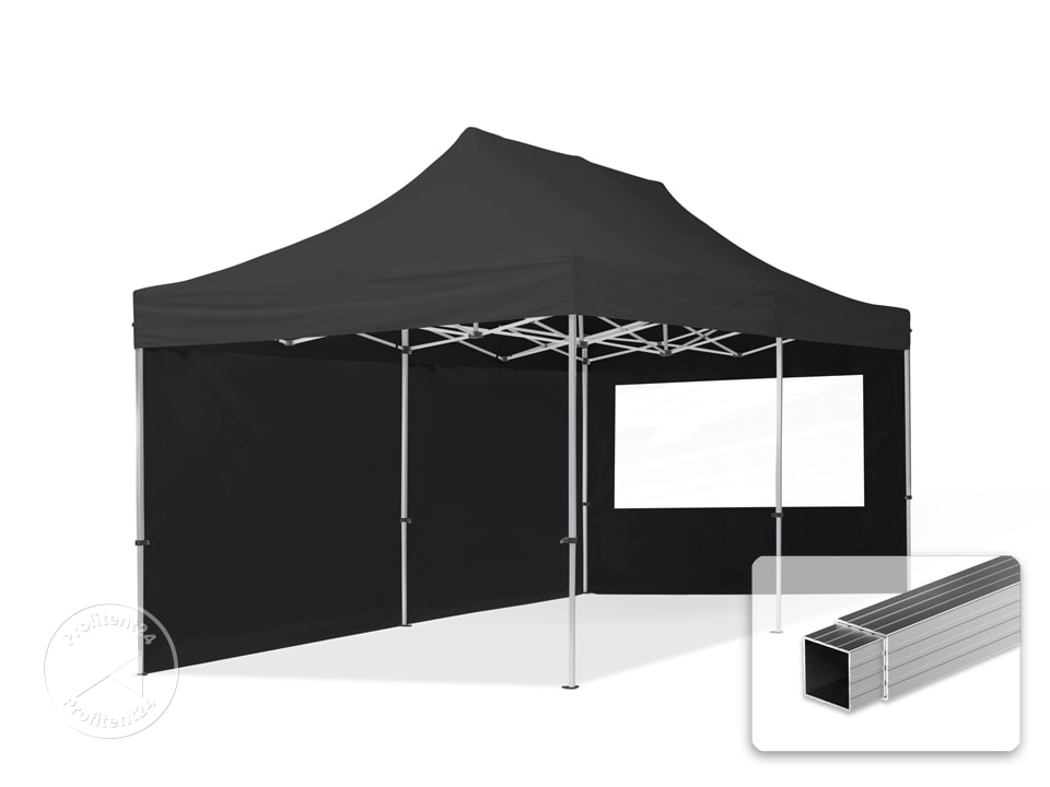 easy-up-tent-3x6-895txf-1.jpg 3x6 m Easy up partytent, ECONOMY alu 32mm met zijwanden (panorama), zwart - Afbeelding 1