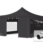 4x4 m Easy up partytent PVC met zijwanden (2 panorama), PROFESSIONAL alu 40mm, zwart