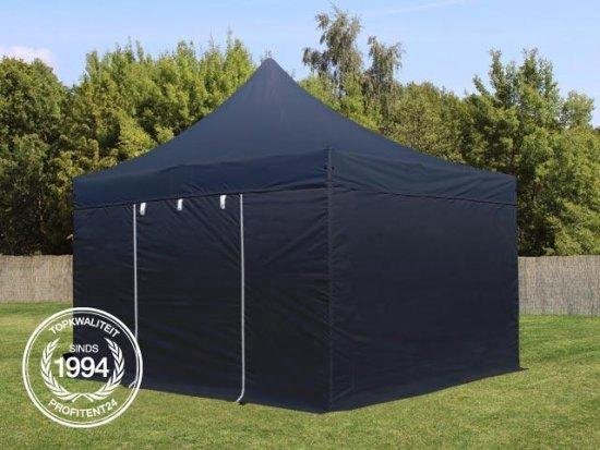 easy-up-tent-4x4-292yut-1.jpg TOOLPORT Easy Up Partytent 4x4 Met zijwanden Aluminium 40mm Zwart | bol - Afbeelding 1