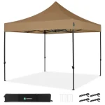 Vonroc Easy up Partytent 3x3 M – Opvouwbaar – Waterdicht – Stalen Frame Incl. Opbergtas Beige