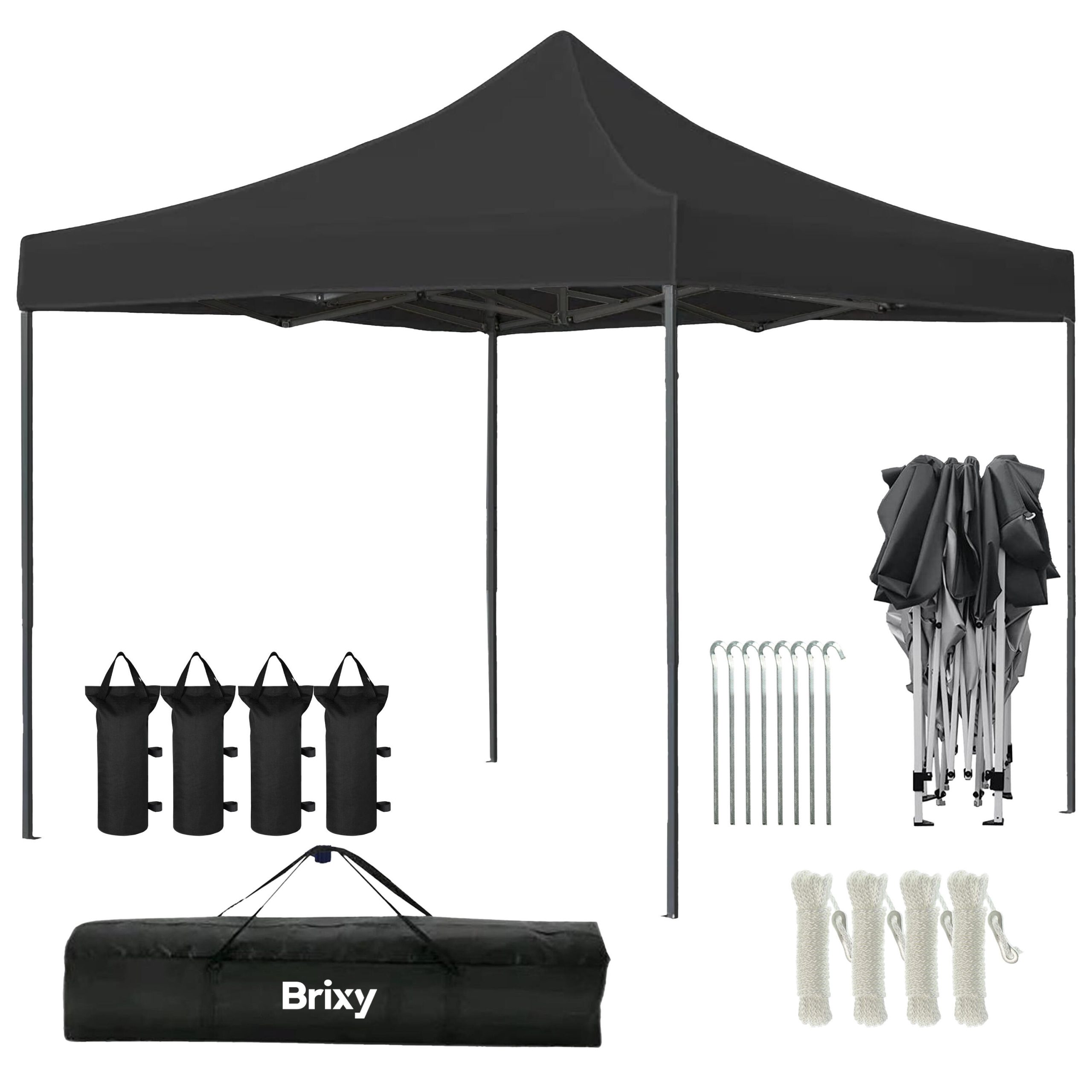 easyup-tent-652zys-1.jpg Partytent 3x3m Opvouwbaar Easy Up Waterdicht Met Tas Zwart | Decathlon - Afbeelding 1