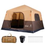 VEVOR Campingtent voor 6 personen, opblaasbare familietent met oplaadbare pomp, TPU luchtslang en 4 gaasramen, cabinetent met draagtas voor ...