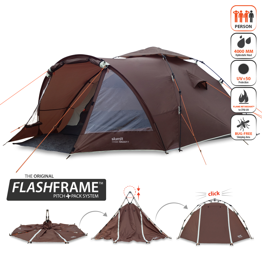 grizzly-tent-214xva-1.jpg Slumit GRIZZLY 4 Man Tent with FlashFrame Pitch + Pack System Slumit - Afbeelding 1