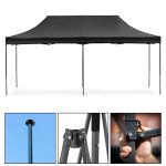 Partytent 600x300x310xcm Hoogte Verstelbaar PVC Polyester Harmonica Frame Zwart