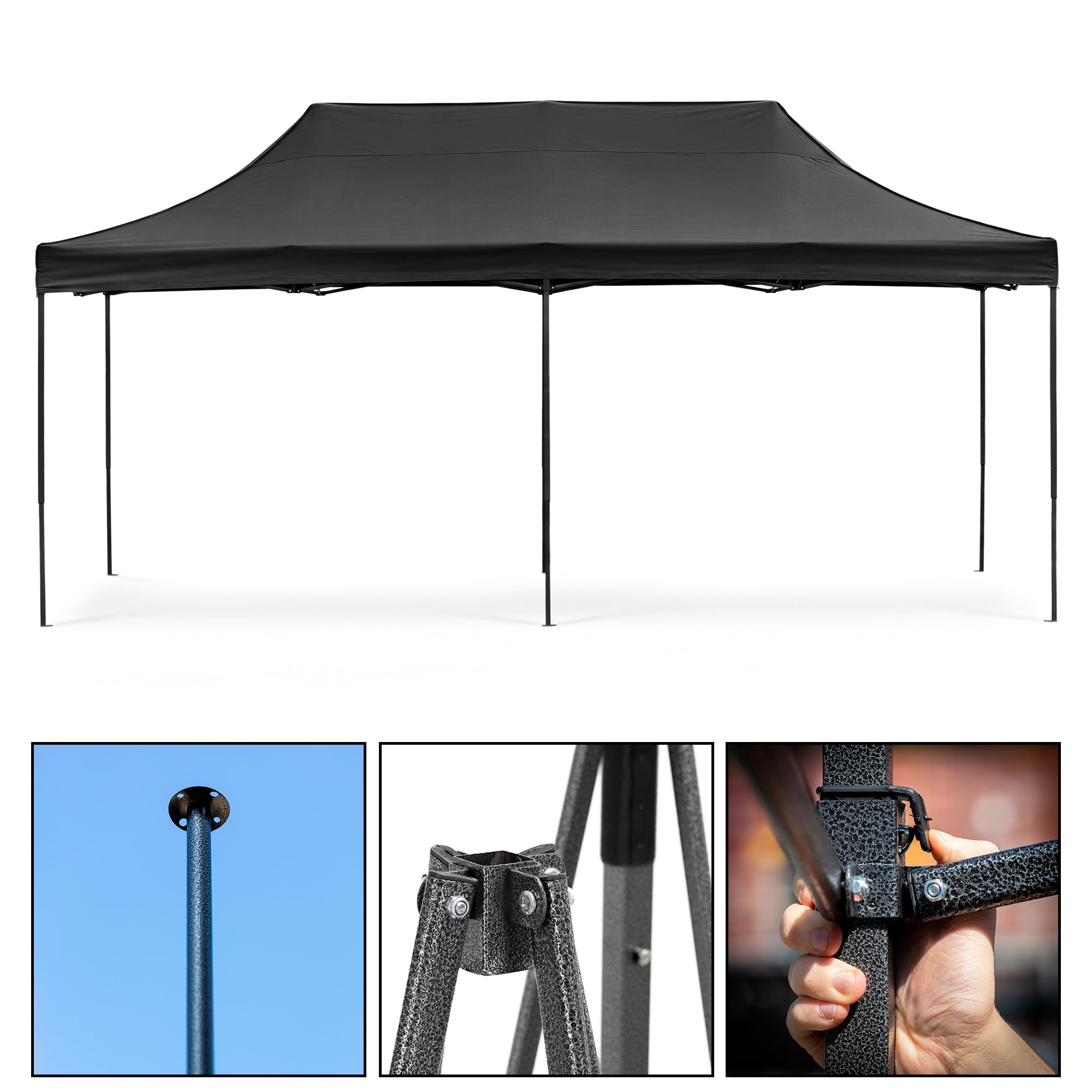 harmonica-tent-014rpx-1.jpg Partytent 600x300x310xcm Hoogte Verstelbaar PVC Polyester Harmonica Frame Zwart - Afbeelding 1
