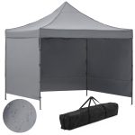 Partytent 300x300xcm Hoogte Verstelbaar PVC Polyester Harmonica Frame Grijs