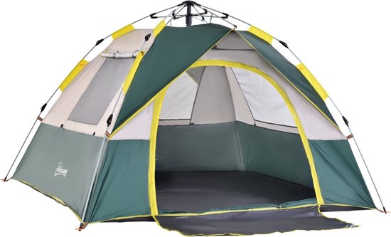kampeertent-095xdt-1.jpg Tent voor 3 personen Kampeertent Koepeltent Kamperen Groen 205 x 195 x 135 cm | bol - Afbeelding 1