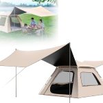 Kampeertent, 2 in 1 pop up kampeertent met luifel, uitschuifbare voortent en thermische mat, voor wandelen en backpacken, inclusief draagtas 6People : Amazon.nl: Sport & outdoor