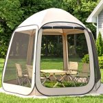 VEVOR pop up tent, 304,8 x 280,4 cm, kampeertent voor 4 8 personen, partytent inclusief draagtas, gaaswanden en haringen, voor tuin, terras en buitenactiviteiten, beige