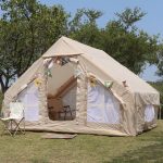 Opblaasbare tent met pomp, opblaastent voor 4 6 personen, 4 seizoenen waterdichte winddichte grote luchttent, luxe opblaasbare kampeertent voor buiten met gaasramen en deuren : Amazon.nl: Sport & outdoor