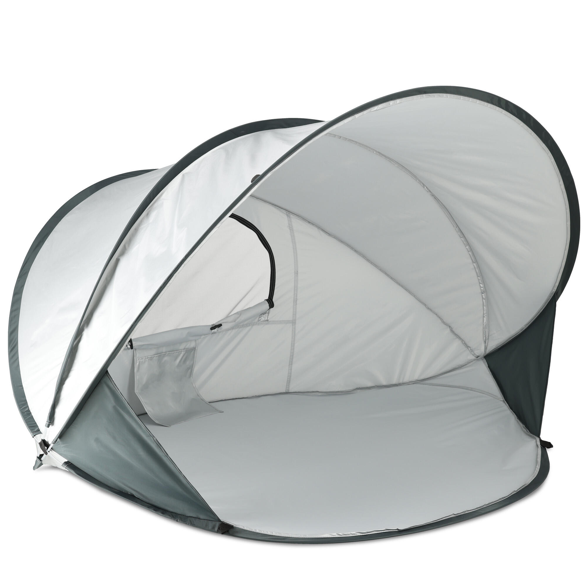 strand-tent-054bur-1.jpg Luxe Pop Up Strandtent XXL Lichtgewicht Anti UV 50+ Zilver - Afbeelding 1