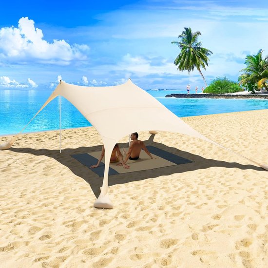 strand-tent-576lxs-1.jpg Strandtent 2,4x2,4m Zonwering met UV bescherming UPF 50+ Met stranddeken | bol - Afbeelding 1