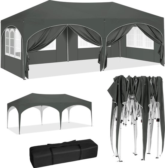 tent-3x6-230exf-1.jpg Partytent 3x6 m Grijs Partytenten opvouwbaar Paviljoen Party tent waterbestendig... | bol - Afbeelding 1