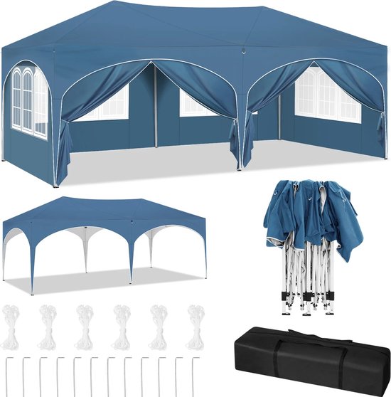 tent-3x6-500mol-1.jpg Wildor® Partytent 3x6 m Easy Up Paviljoen met afneembare zijwanden | bol - Afbeelding 1