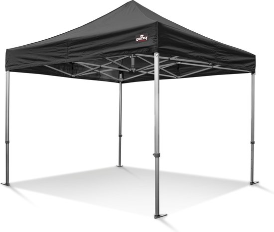 tent-4x4-398isf-1.jpg Easy Up | Partytent | 4x4 meter | Professionele Vouwtent | GO UP50 PVC | Aluminium | Zwart | Incl All Season Ribstop PVC Doek | Inclusief gratis ... - Afbeelding 1