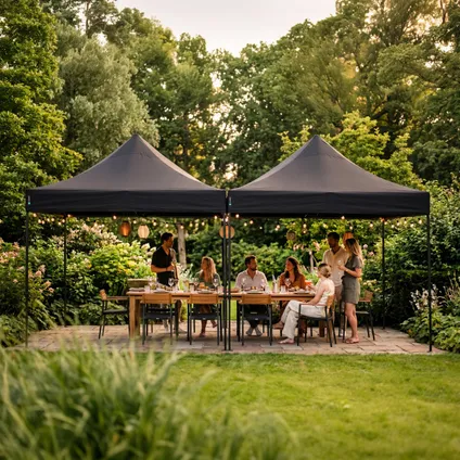 tent-6x3-999mij.webp Vonroc Easy up Partytent – 6x3 M Opvouwbaar – Uv Bescherming Waterdicht – Stalen Frame Zwart - Afbeelding 1
