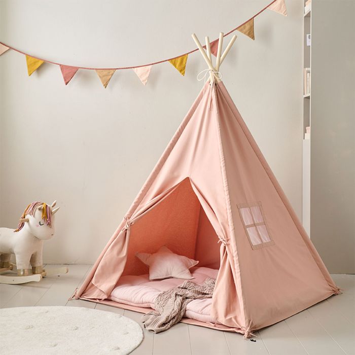tent-tipi-365wfm-1.jpg Roze tipi tent van katoen en hout ✔️ Petite Amélie - Afbeelding 1
