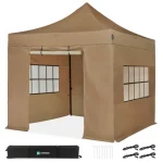 Vonroc Easy up Partytent – 3x3 M Incl. Zijwanden Opvouwbaar – Waterdicht – Stalen Frame Beige