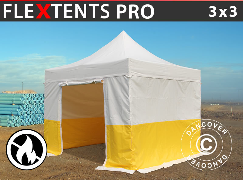 werktent-3x3-018vkm-1.jpg Vouwtent FleXtents® PRO 3x3m PVC brandvertragend – Koop nu - Afbeelding 1